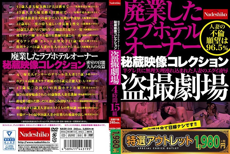 【特選アウトレット】廃業したラブホテルオーナー秘蔵映像コレクション 盗撮劇場4時間15組