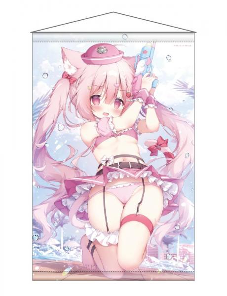 【猫りん堂】桃豆こまもち B0Wスエードタペストリー 8月29日受注開始分