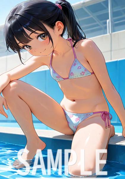 A4サイズ （高画質）ポスター オリジナル アニメ キャラ 同人 水着