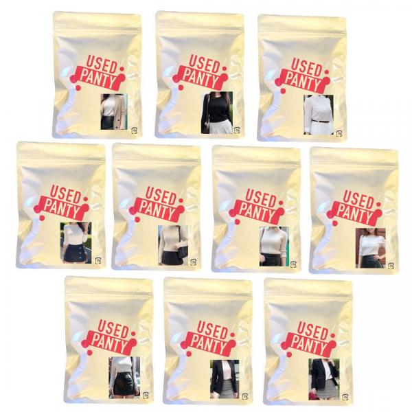 【使用済み加工品/パンティ10枚セット】クラブの個室に隠れて愛液を垂らしながら責められ続けて感じてしまった超清純派の美脚ナースの使用済みパンティー（着用写真/使い切りローション付き）