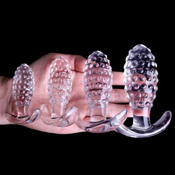 ミニ アナルプラグ アナルビーズ イボ付き女性用 4点セット 初心者 小さめ パイナップルの形 あなるぷらぐ アナル段階進み可 透明 105 | エロリンク・女性用玩具データベース