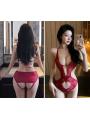 セクシー レース ホルターネック  レオタードボディスーツ オープンクロッチ  コスプレ、撮影用衣装、イベント、SNS映え F759