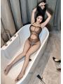 セクシーシアーボディストッキング （黒）フリーサイズ オープンクロッチタイプ 超セクシー誘惑タイツ コスプレ 撮影 F704