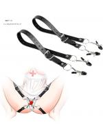  PUレザーSM拘束  ニップルとラビア、クランプ2本組 強度調整可能 鈴付き  大人の玩具 調節可能なレザー  F499