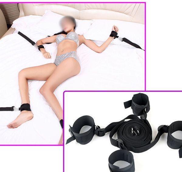 【拘束×フェティッシュ拘束具】 4点拘束ベルト 手錠・足錠 固定ロープセット ベッド拘束 束縛プレイ ボンテージ セクシーランジェリー ブラック フリーサイズ F-782の商品画像 8