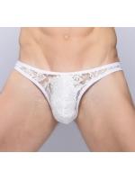 セクシーTバック（白）XLサイズ レースタイプで情熱的 普段使いから勝負時まで 魅惑なバックデザイン F332