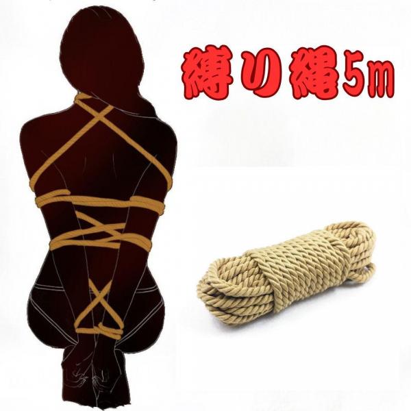 SM 縛り縄 5m 【痛くない麻縄風/洗える】 緊縛 ロープ ボンテージ 拘束 ソフト ポリエステル 初心者 練習用 ベージュ F777