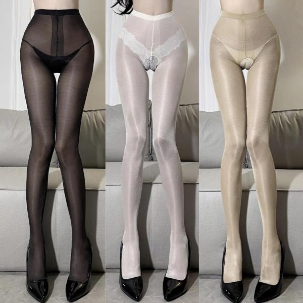 【脚フェチ完全悩殺】【お得な3枚組】誘惑の黒、背徳の白、生脚の肌色。滑らかな光沢と究極の透け感。美脚を演出する、誘惑のシャイニーパンスト F786