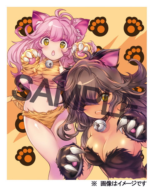 女の子モンスターキャンバスアート ねこまたまた/くろねこまたまた