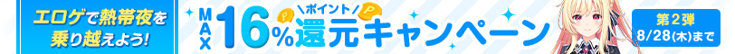 エロゲで熱帯夜を乗り越えよう! 最大16%ポイント還元キャンペーン　第2弾